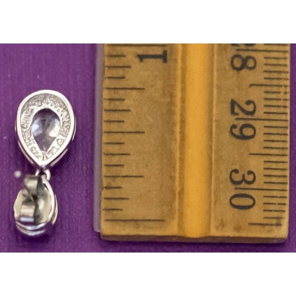 Vintage Teardrop Oval Faux Gem Sterling Silver Dangle Earrings - Q42 - Picture 3 of 3